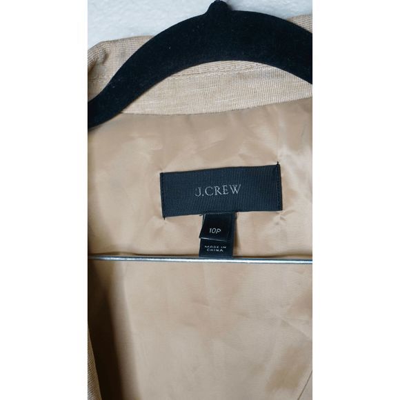 J. Crew‎ Women's Linen Blazer Sz 10P Scalloped Lapel Collar Tan Single Button - Picture 5 of 8